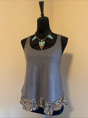 Mossimo Supply Co. Gray Tank with Gold Sequin Hem